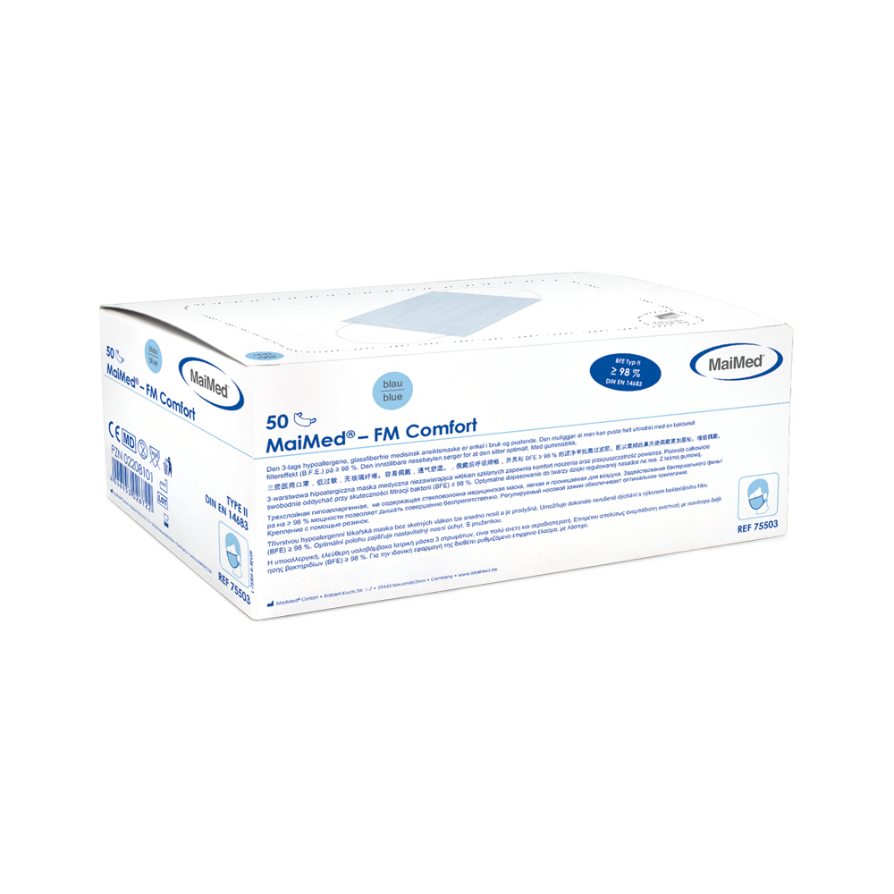 MaiMed-FM Comfort kirurgisk maske, ikke-steril, 3-lags, 50 stk./æske