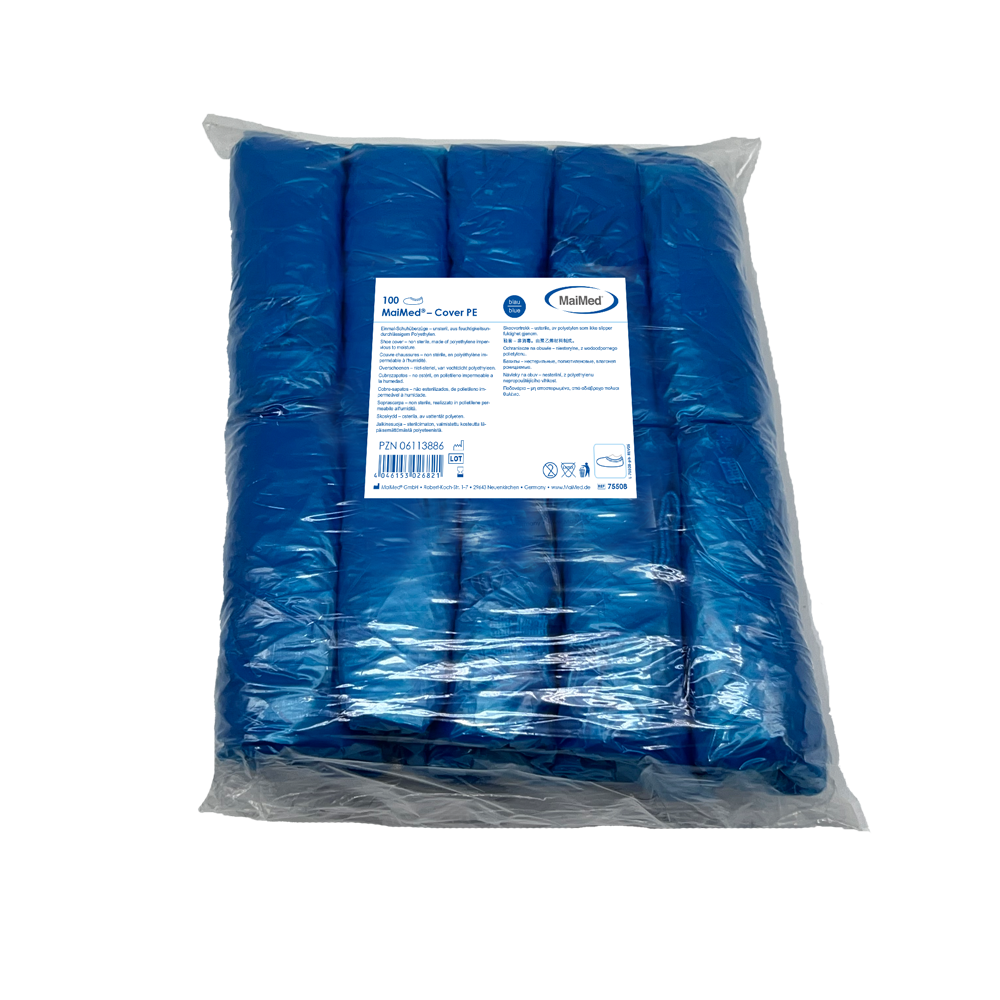 MaiMed-Cover PE skoovertræk Engangsskoovertræk af PE, blå, 100 stk./pk. | Pakke (100 stk.)