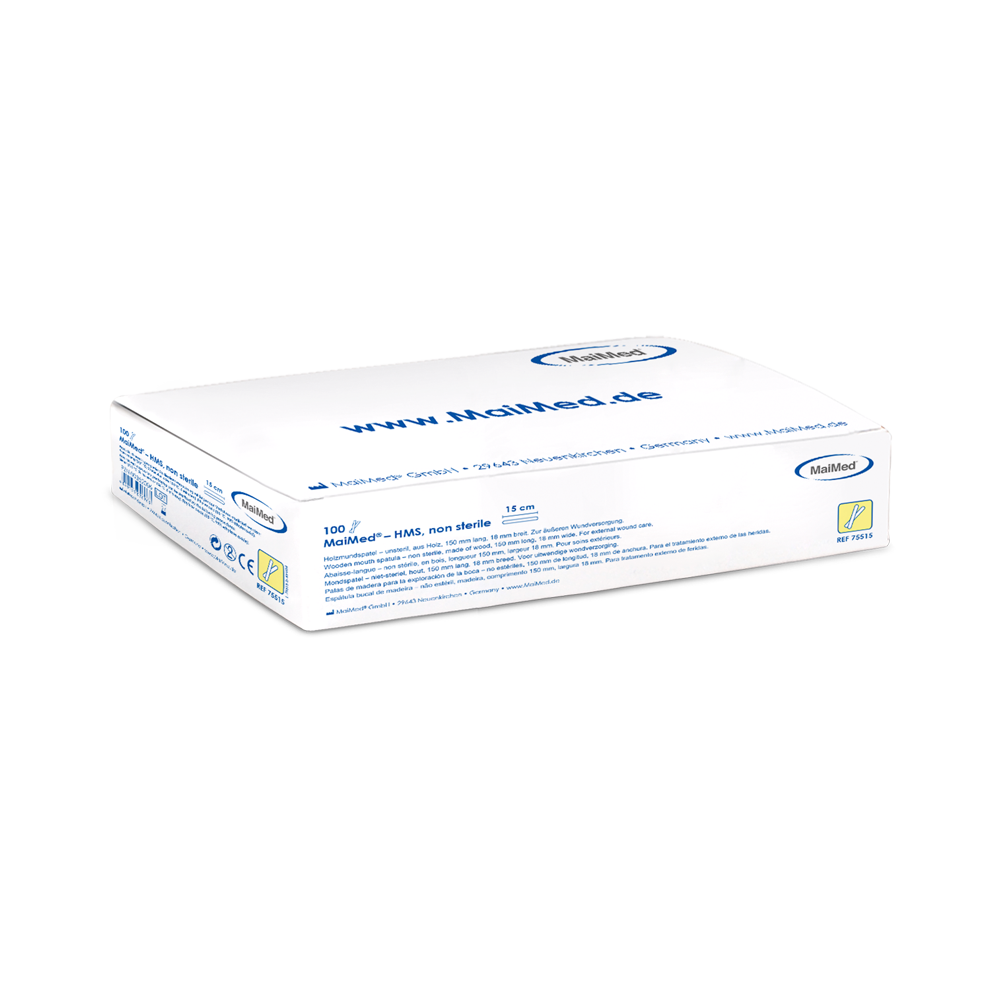 MaiMed - HMS ikke-steril munddepressor i træ, 15 cm lang, 100 stk./æske | Æske (100 stk.)