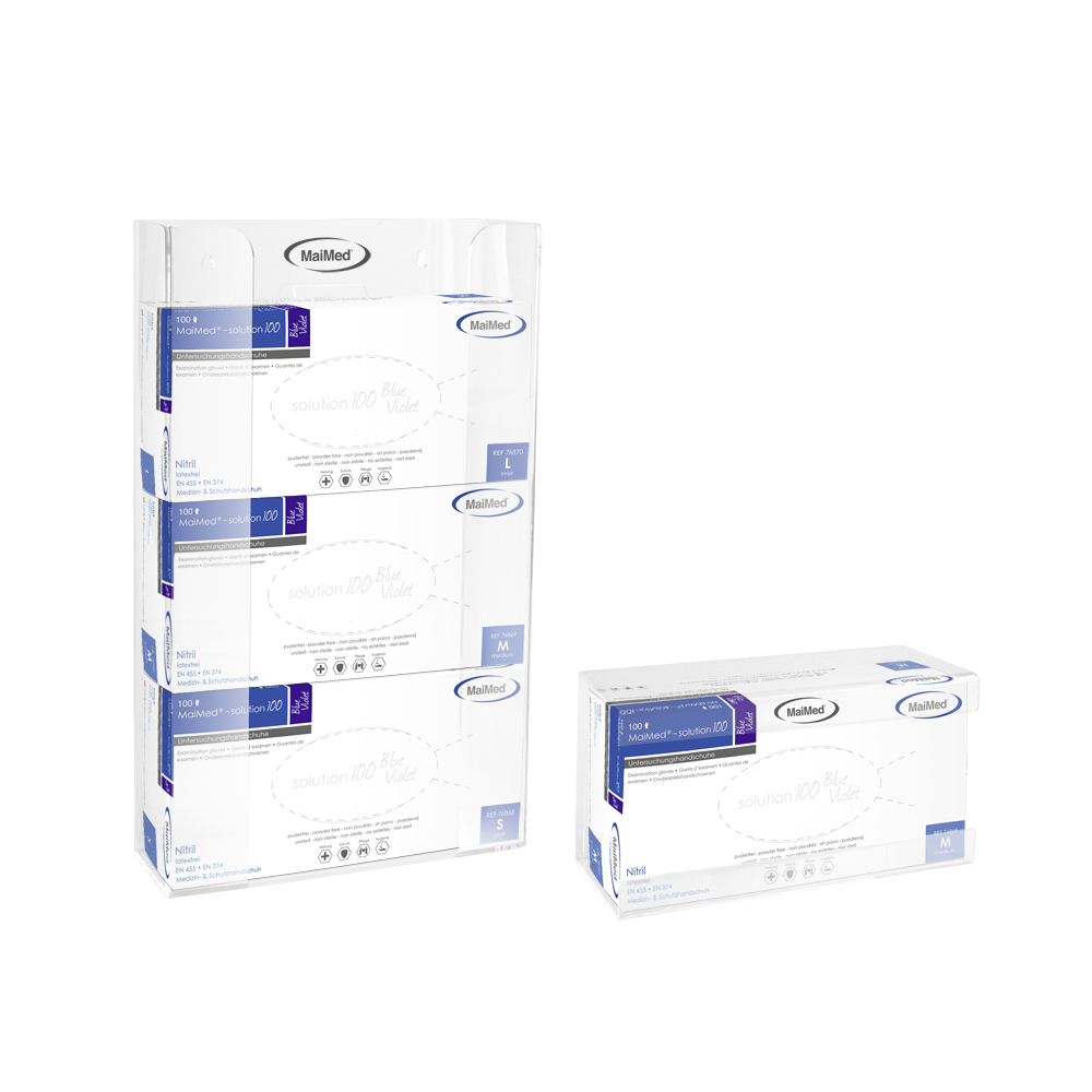 MaiMed vægholder til handskebokse med fjeder lavet af akryl - mål: 246x106x135mm - pakke med 1 | Pakke (1 stk.)