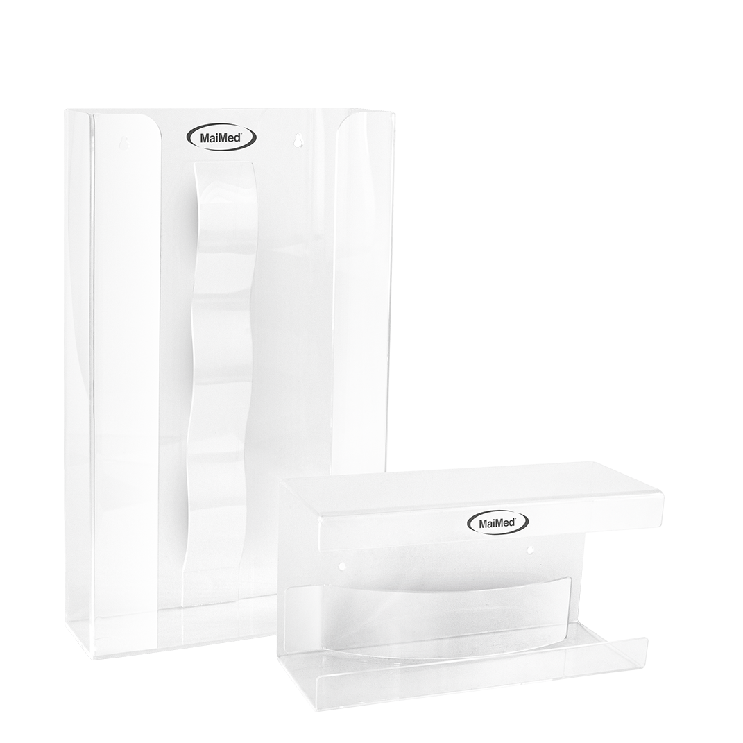 MaiMed vægholder til handskebokse med fjeder lavet af akryl - mål: 246x106x135mm - pakke med 1 | Pakke (1 stk.)