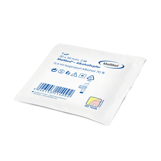Meditrade alcohol swab 30 x 30 mm white non -woven fabric two -layer | Boks (100 stykker)