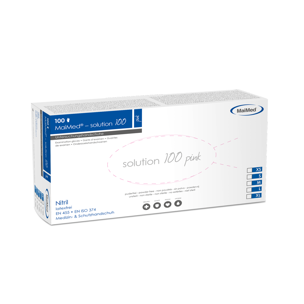 MaiMed-løsning 100 pink ikke-steril, pudderfri latexfri handske, blå, 100 stk./æske