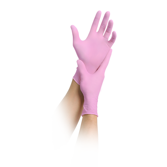 MaiMed-løsning 100 pink ikke-steril, pudderfri latexfri handske, blå, 100 stk./æske