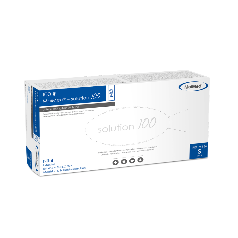 MaiMed-solution 100 hvid ikke-steril, pf latexfri handske, hvid, 100 stk./æske