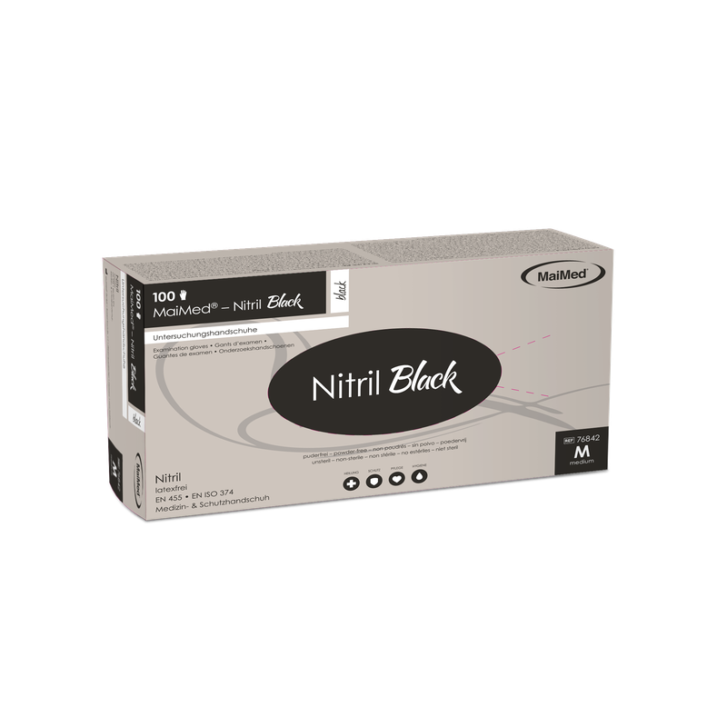 MaiMed-Nitril Sort sort, ikke-steril pudderfri, latexfri handsker 100 stk./æske