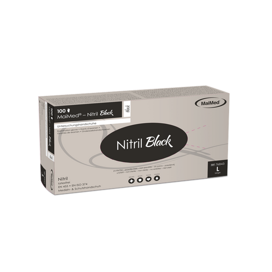 MaiMed-Nitril Sort sort, ikke-steril pudderfri, latexfri handsker 100 stk./æske