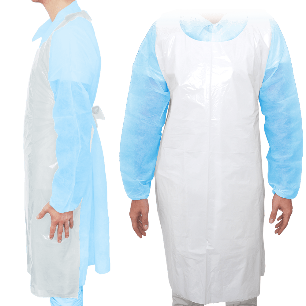 MaiMed-Forklæde Light PE, forklæde af PE 75x120cm hvid, 100 stk./pak, blokeret, glat overflade | Pakke (100 stk.)