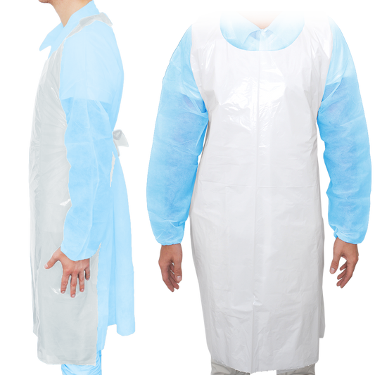 MaiMed-Forklæde Light PE, forklæde af PE 75x120cm hvid, 100 stk./pak, blokeret, glat overflade | Pakke (100 stk.)