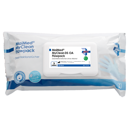 MaiMed MyClean DS OA Flowpack, 80 ark 20x20 cm, gennemblødte servietter | Pakke (80 stk.)
