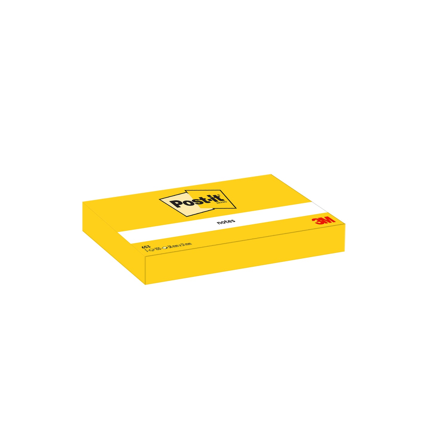 Eine Kartonverpackung mit 12 Blöcken Post-it® Notes von 3M Deutschland GmbH, gelb, je 38 x 51 mm und 100 Blatt pro Block. Perfekt als nachhaltiger Bürobedarf zum Organisieren - jetzt mit 100% PEFC-Zertifizierung.