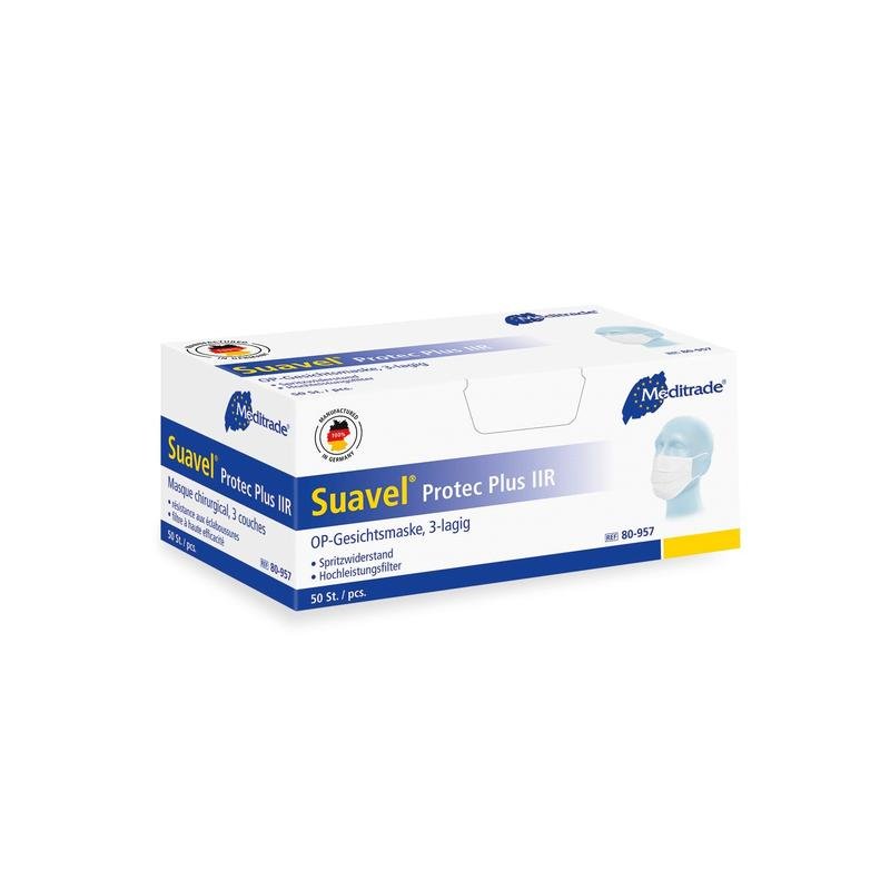 Suavel® Protec Plus IIR MPSOP maske med elastiske ørestropper, grøn | Pakke (50 stk.)