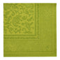 Grüne quadratische Serviette aus der PAPSTAR 20 Servietten "ROYAL Collection" (40 x 40 cm, 1/4-Falz) der PAPSTAR GmbH mit eleganter Paisley- und Blattbordüre - ideal für die stilvolle Tischdekoration.