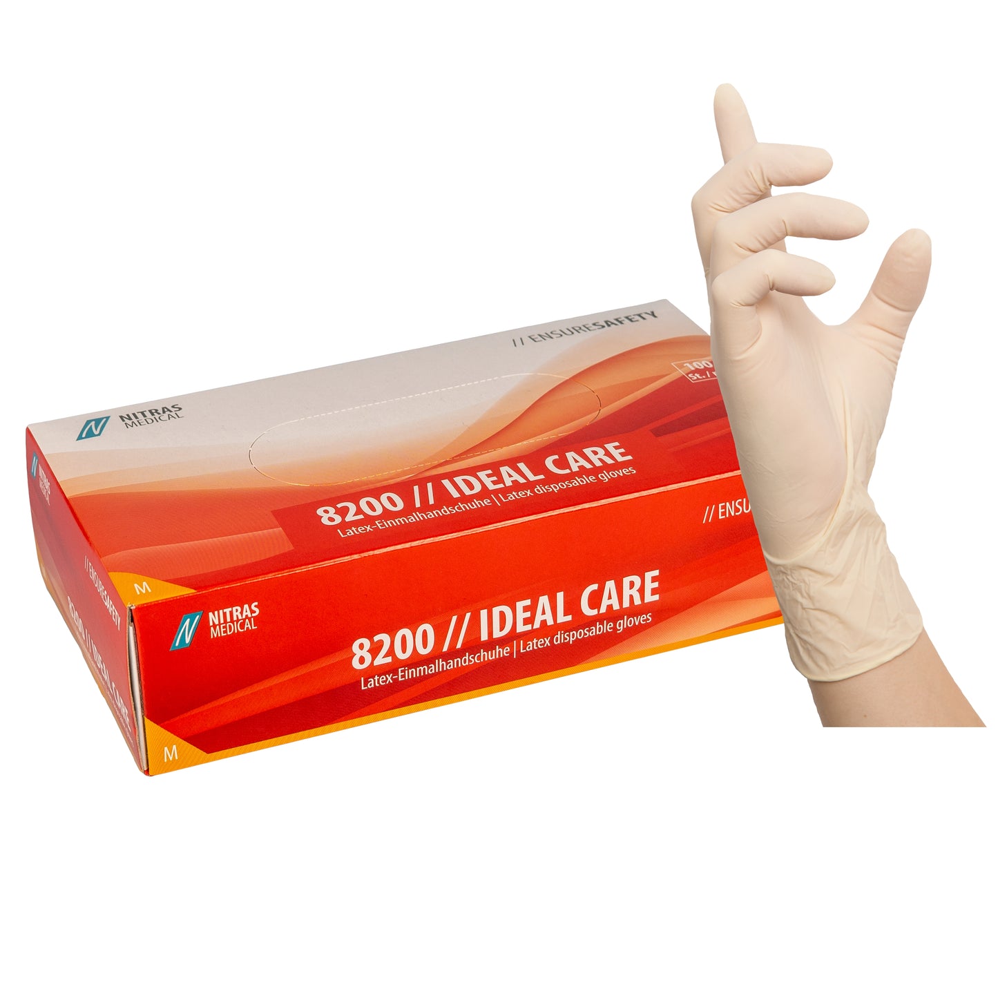 NITRAS IDEAL CARE, latex engangshandsker, naturlig farve