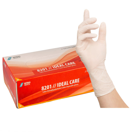 NITRAS IDEAL CARE, latex engangshandsker, hvid