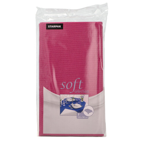 Starpak-dugen Soft Selection af stoflignende fleece i målene 120 x 180 cm leveres i farven pink med klar plastemballage og borddækning-etiket.