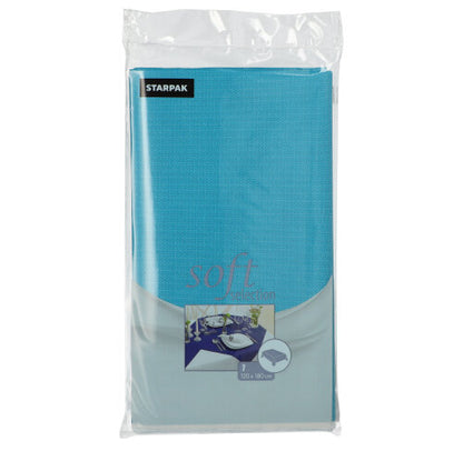 Starpak-dugen "Soft Selection" (120 x 180 cm) leveres i en forseglet emballage af gennemsigtig plastik. Etiketten viser et borddækning og produktdetaljer. Mærke: Starpak.