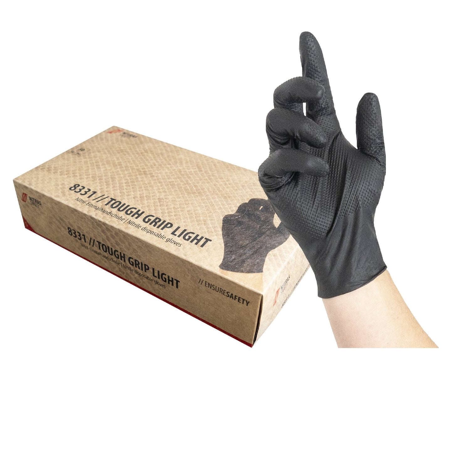 NITRAS TOUGH GRIP LIGHT, nitril engangshandsker, sorte