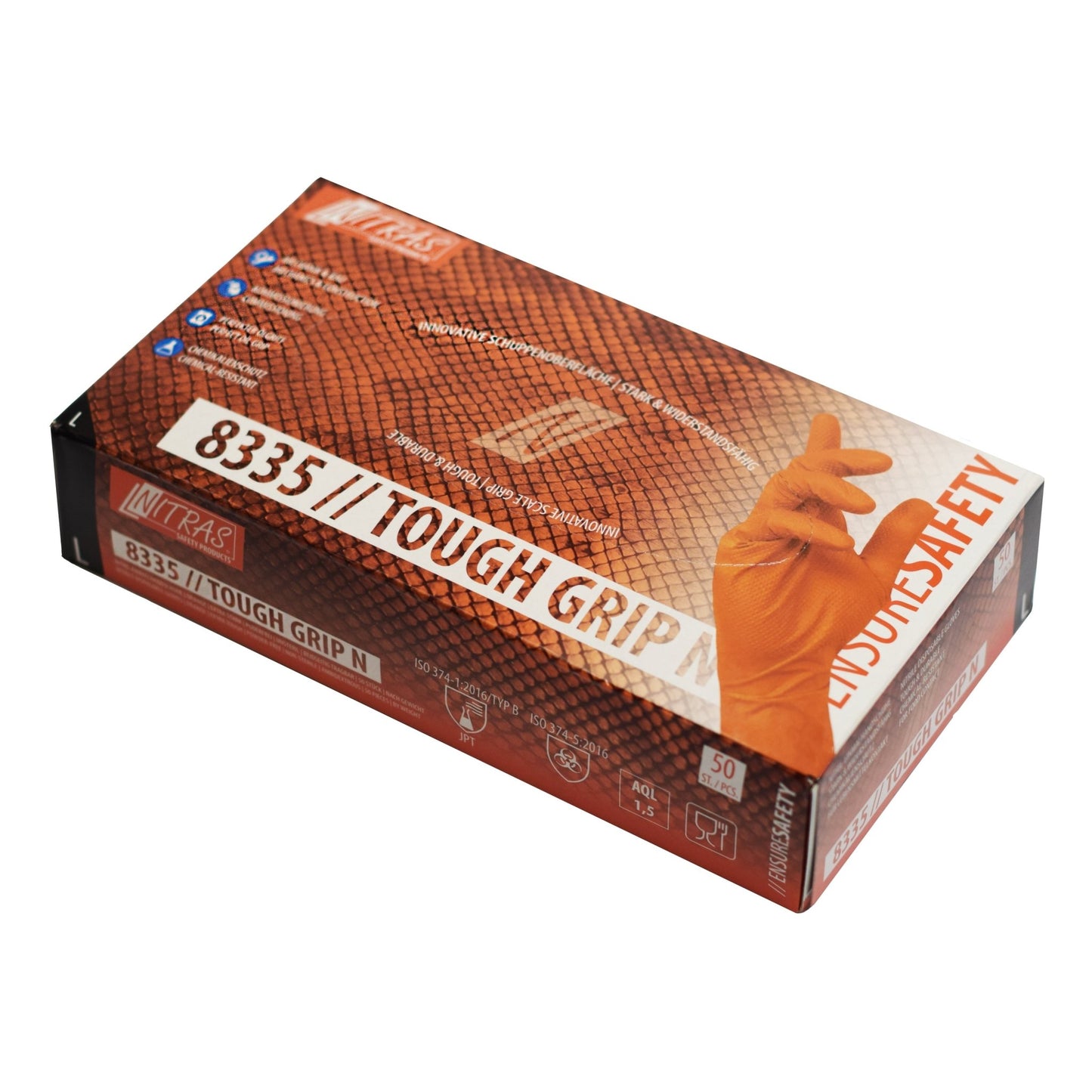 NITRAS TOUGH GRIP N, nitril engangshandsker, orange
