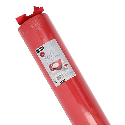 Eine Rolle Starpak Tischdecke, stoffähnlich, Vlies „Soft Selection“ mit Markenetikett mit Bildern und Produktdetails. Bietet ein hochwertiges, stoffähnliches Aussehen und Gefühl der renommierten Marke Starpak.