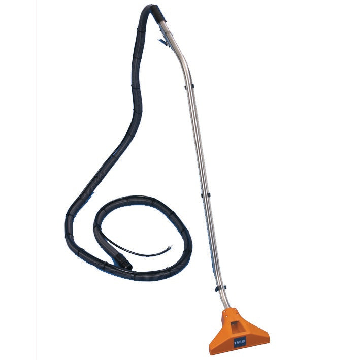 Tilbehørssættet aquamat 10.1 fra Diversey Deutschland GmbH & Co. OHG indeholder en 3,5 m lang sprøjteslange, et 3-delt kromrør og en stiv dyse - ideel til professionel rengøring af tæpper og polstring. Pakken indeholder et sæt til optimal ydeevne.