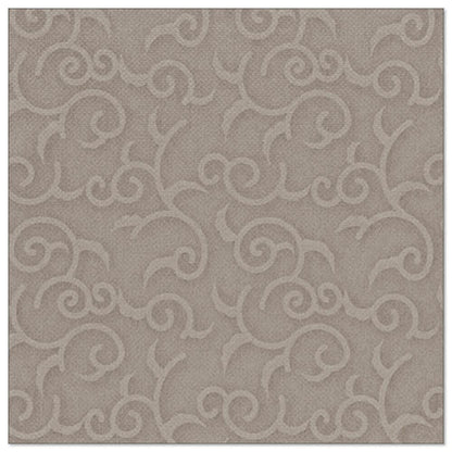 Den kvadratiske serviet fra "ROYAL Collection" fra PAPSTAR GmbH (20 servietter, 1/4-fold, 40x40 cm) viser et elegant, forhøjet rankemønster i lys taupe, ideel til den krævende borddekoration.