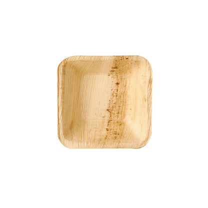 En rund palmebladsskål fra Pure-serien fra PAPSTAR GmbH, set fra oven. Den miljøvenlige engangsskål er en del af en 25-pak og ideel til bæredygtige arrangementer. Den står på en enkel hvid baggrund.