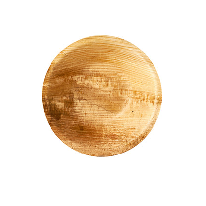 De PAPSTAR 25 skåle, palmeblad "pure" rund fra PAPSTAR GmbH viser synlig åretegning, glat overflade og er fotograferet mod hvid baggrund - perfekt til bæredygtige events og miljøvenlige engangsløsninger.