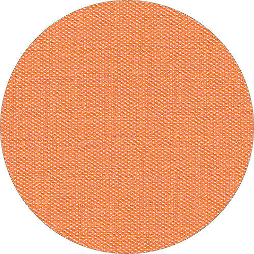 Et nærbillede af Starpak bordløberen, stoflignende fleece "soft selection plus" (24 m x 40 cm), viser det orange stof i en rund ramme. Den tætte, ensartede vævning og de synlige tråde gør den ideel til særlige lejligheder.