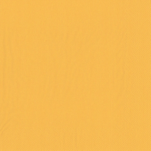 De 50 servietter i 2-lags 1/4-fold (40 x 40 cm) fra PAPSTAR GmbH er ensfarvede gule servietter med diskret struktureret kant og midterdel, hvilket skaber en let skyggeforskel ved kanterne.