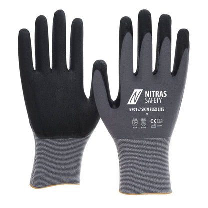 NITRAS SKIN FLEX LITE, samlehandsker, grå/sort