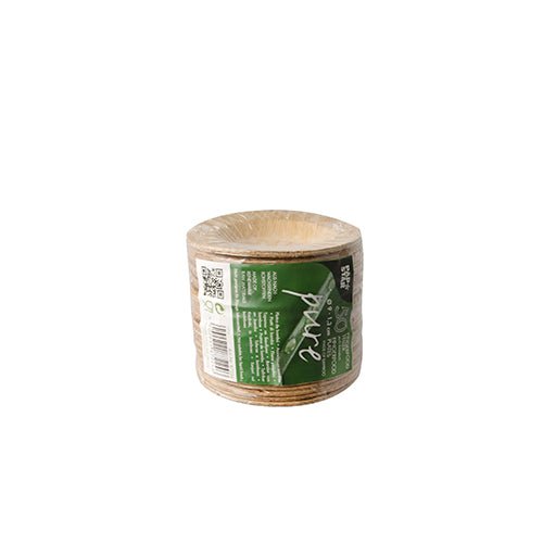 En rulle ren jutesnor i klar plast med grøn etiket, afbildet på hvid - perfekt til miljøvenlige projekter eller i kombination med PAPSTAR fingerfood tallerken rund, bambus "pure", Ø 9 cm, 1,3 cm (50 stykker) fra PAPSTAR GmbH.
