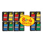 Zwölf Packungen 3M Post-it® Index Haftstreifen, Standard (25,4 mm x 43,2 mm), verschiedene Farben, Promotion: 8 Spender + 4 Gratis, je 50 Streifen/Spender-ideal für effiziente Dokumentenorganisation und Markierungen.