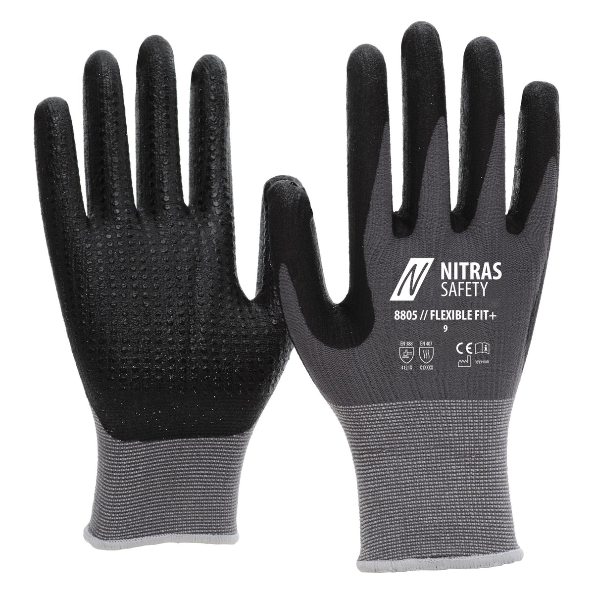 NITRAS FLEXIBLE FIT+, montagehandsker, grå/sort