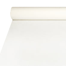Die Starpak Tischdecke aus Airlaid (20m x 1,2m) in Weiß bietet eine stoffähnliche Optik, ist langlebig sowie pflegeleicht; Der Rollenanfang liegt am oberen Bildrand.