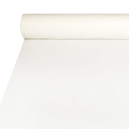Starpak-dugen af Airlaid (20m x 1,2m) i hvid tilbyder et stoflignende udseende, er holdbar og nem at vedligeholde; Rullens begyndelse er placeret ved den øverste kant af billedet.