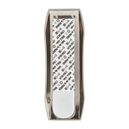 En Command™ Badeværelsesmetalkrog "Modern Reflection" fra 3M Deutschland GmbH, med glat metaloverflade og mærkedesign, vist ovenfra på hvid baggrund.