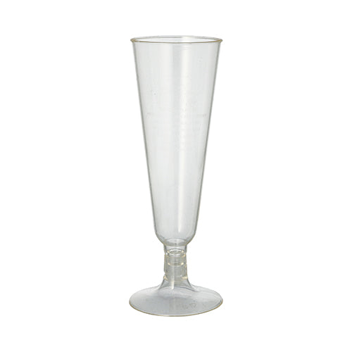 Et PAPSTAR GmbH champagneglas "pure" fløjte, 16,5 cm klart glas med elegant fod, er afbildet på hvid baggrund. Pakket i 24-styks foldbar æske.