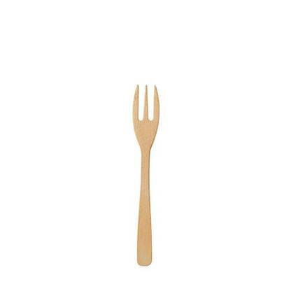 En PAPSTAR GmbH 50 fingerfood-gafler af bambus "pure" ligger midt på en hvid baggrund - den miljøvenlige engangsgaffel med tre tænder.