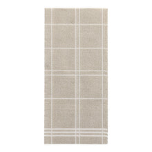 Ein rechteckiger beiger Teppich mit einem schlichten weißen Gittermuster, inspiriert vom eleganten Design der PAPSTAR 100 Servietten „ROYAL Collection“ 1/6-Falz (48 x 33 cm) der PAPSTAR GmbH.