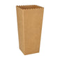De PAPSTAR popcornkasser firkantede, brune (19,7x7x7 cm, 100 stykker) fra PAPSTAR GmbH står oprejst på hvid baggrund - ideel til den næste biografaften.