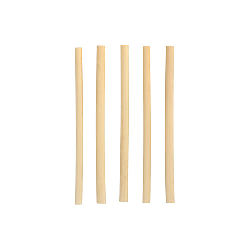 Fünf PAPSTAR Cocktail Trinkhalme Schilf "pure" (15 cm, Ø 7 mm) der PAPSTAR GmbH sind vertikal auf einem schlichten weißen Hintergrund angeordnet und heben die stilvollen und umweltfreundlichen, biologisch abbaubaren Strohhalme hervor.