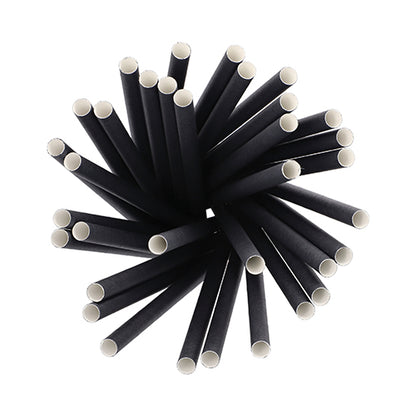 Et overblik over de cirkulært arrangerede PAPSTAR 100 Shake-sugerør papir Ø 10 mm · 21 cm fra PAPSTAR GmbH – biologisk nedbrydelige sorte papirsugerør med hvid inderside, ideel til miljøbevidste værter og bæredygtig shake-nydelse.