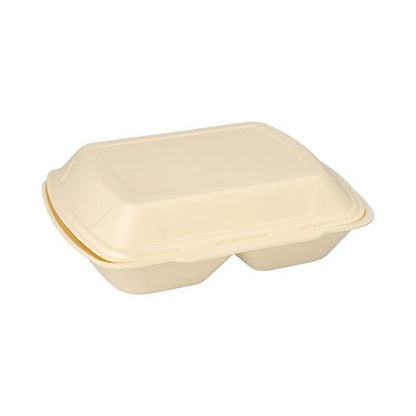 En lukket Starpak 100 menubokse med klaplåg, XPS 2-delt (7,5 x 24,3 x 20,8 cm), ideel til take-away salg, ligger på hvid baggrund.