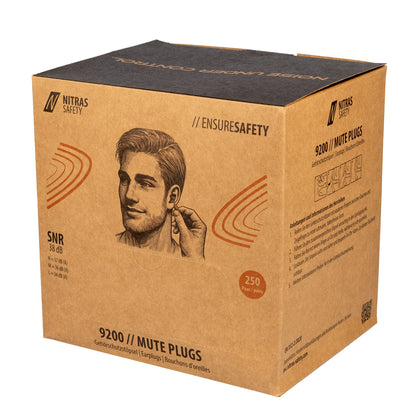 NITRAS MUTE PLUGS, ørepropper, orange, EN 352-2, 250 par / æske PU | Pakke (1 stk.)