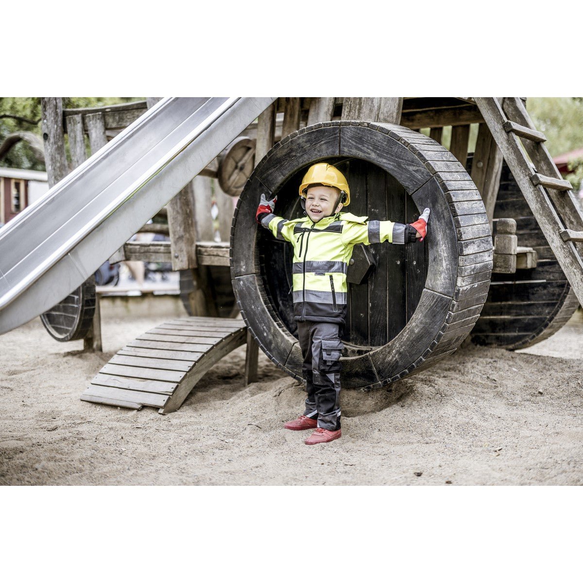 NITRAS MOTION TEX KIDS, softshelljakke med høj synlighed, neongul/sort