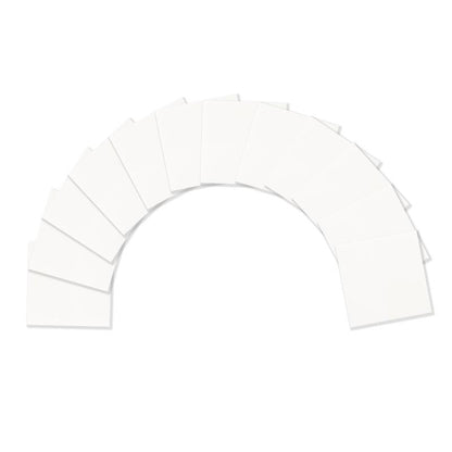 En række af 3M Deutschland GmbH Post-it® Transparent Notes (73 mm x 73 mm, 36 ark/blok, 12 blokke/pakke) er arrangeret i en bue på hvid baggrund, hvor de enkelte sedler let overlapper hinanden.