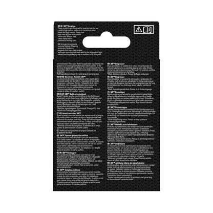 Bagsidevisning af 3M™ Øreprop 1100 (blød skum, SNR 35 dB, orange) detailpakke fra 3M Deutschland GmbH, med hvid flersproget produktinformation i tre kolonner; ophængsløkke øverst.