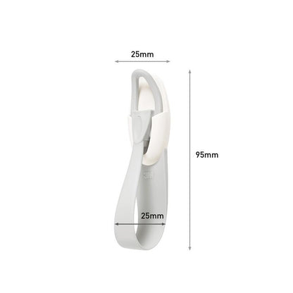 3M Deutschland GmbH Command™ kabelholder, 17304-FR, i hvid og grå, er 25 mm bred og 95 mm høj. Den har en buet base og en afrundet, drejelig krog, der hjælper med at undgå kabelrod.