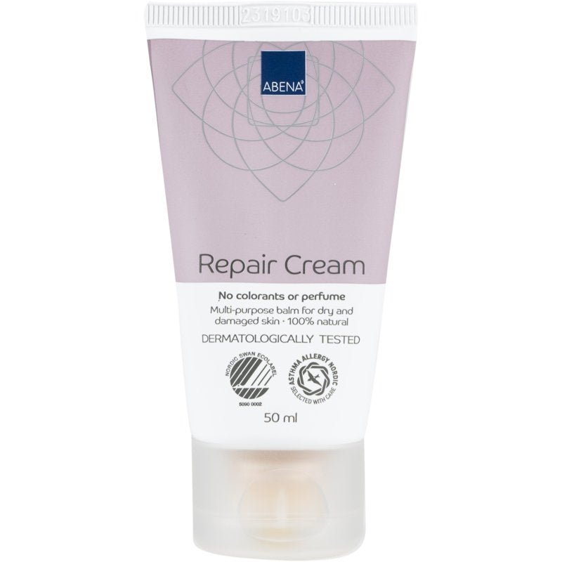 Abena Re-Seller GmbH Repair Creme, 100% lanolin, 50 ml, uparfumeret og dermatologisk testet, ideel til tør hud. Uden farvestoffer eller parfume (karton med 6 pakker).